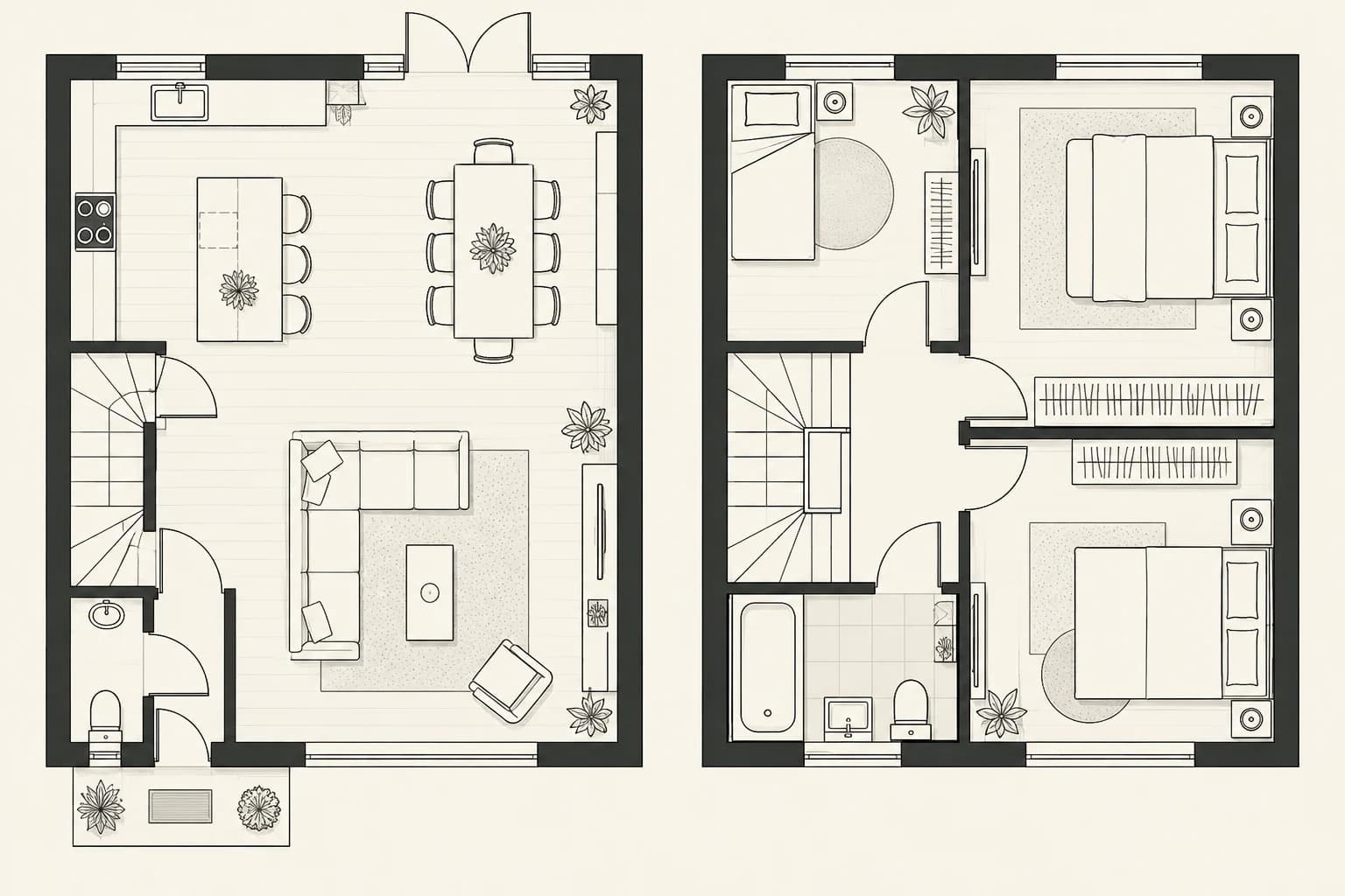 Plan maison à deux niveaux