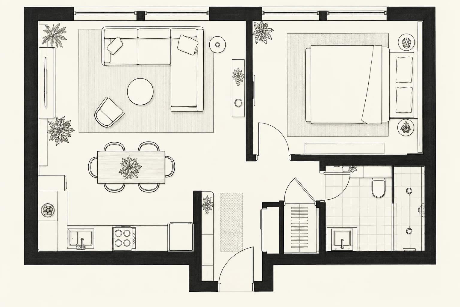 Plan deux pièces