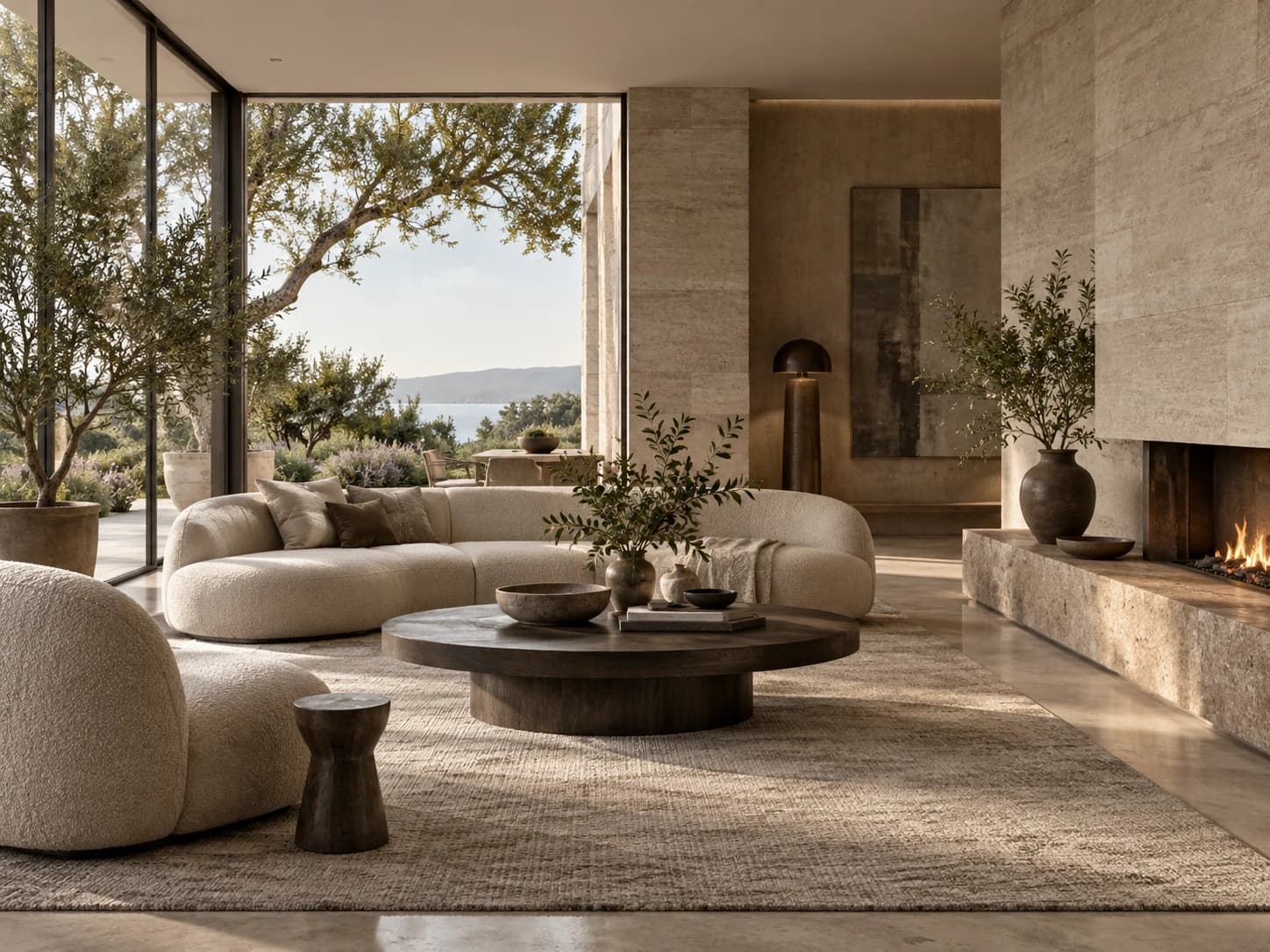 Architectural visualization in warm natural tones