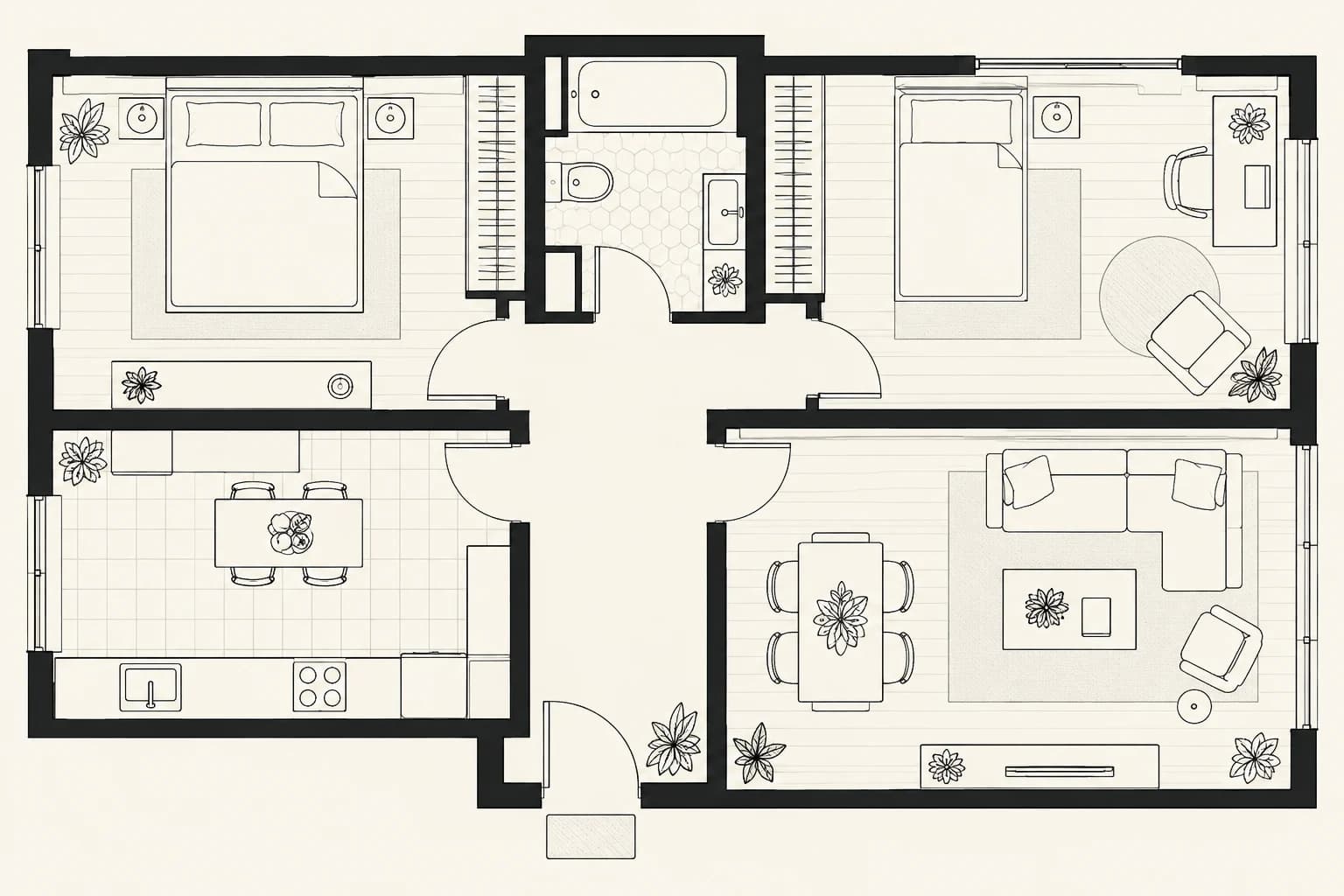 Visualisation architecturale aux tons naturels chaleureux
