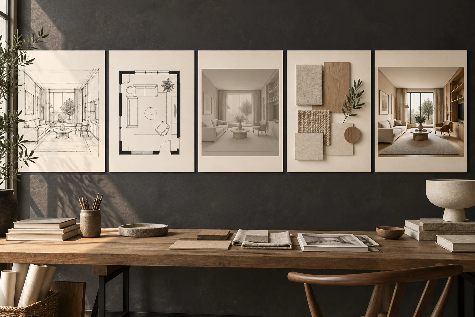 Concept generato con IA: Cinque tavole di progetto dallo schizzo al render finale