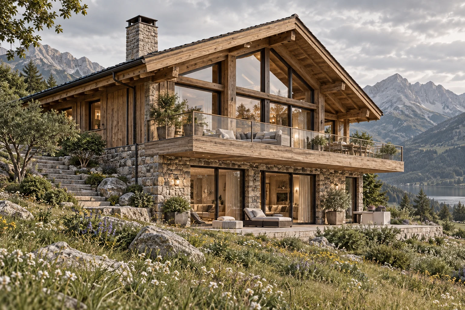 Architectural visualization in warm natural tones
