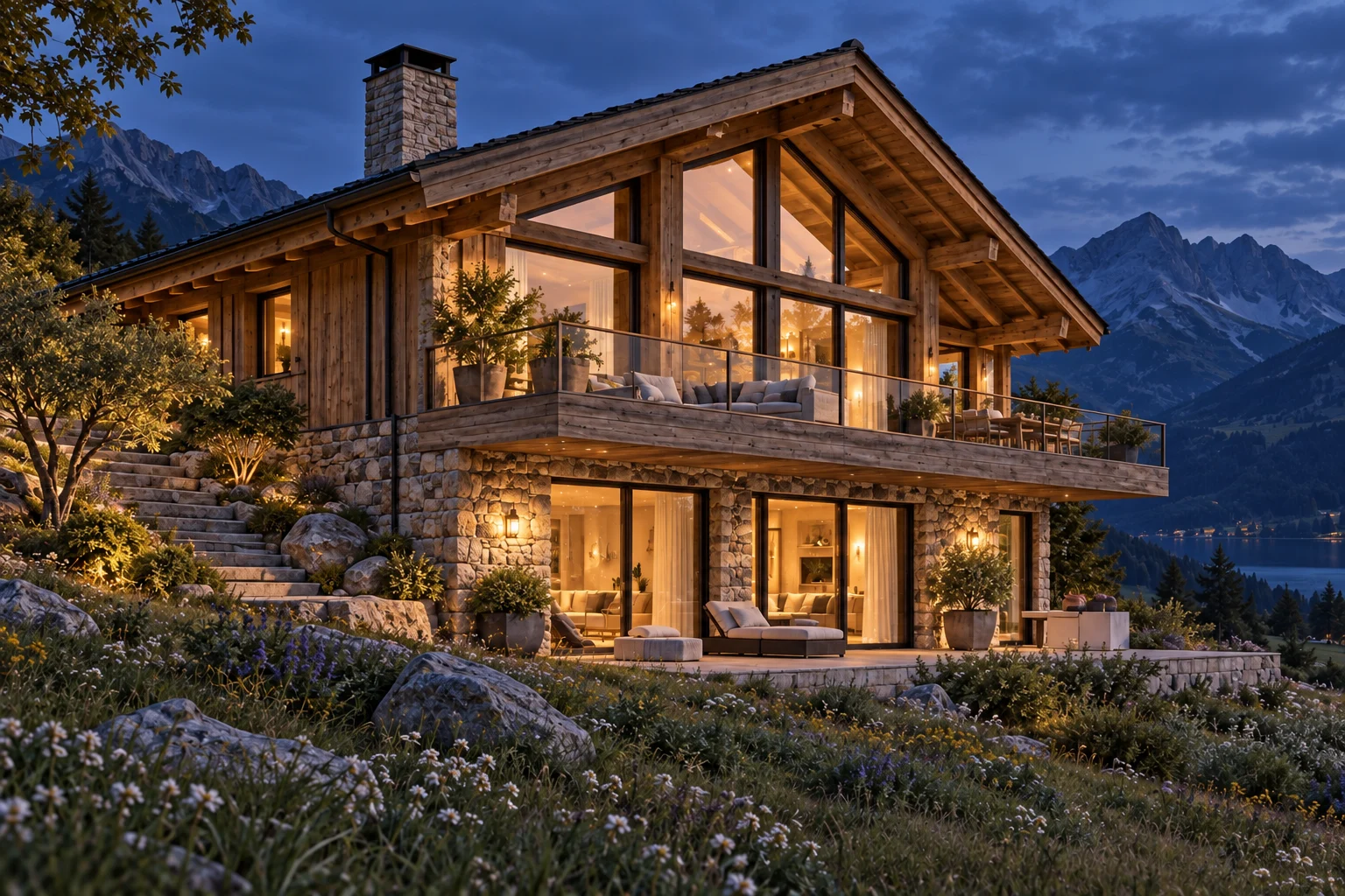 Alpine Chalet — Evening light
