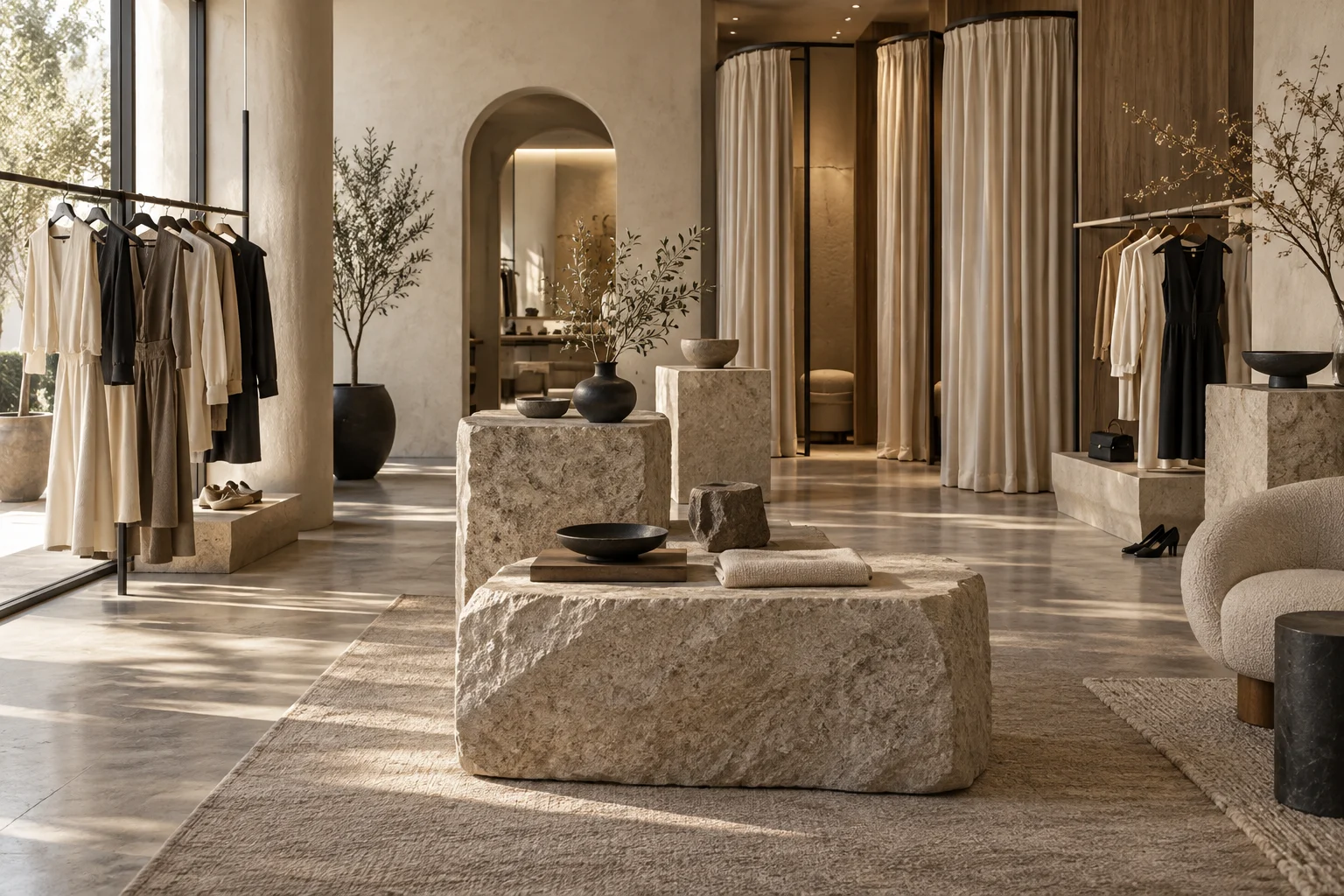 Architectural visualization in warm natural tones