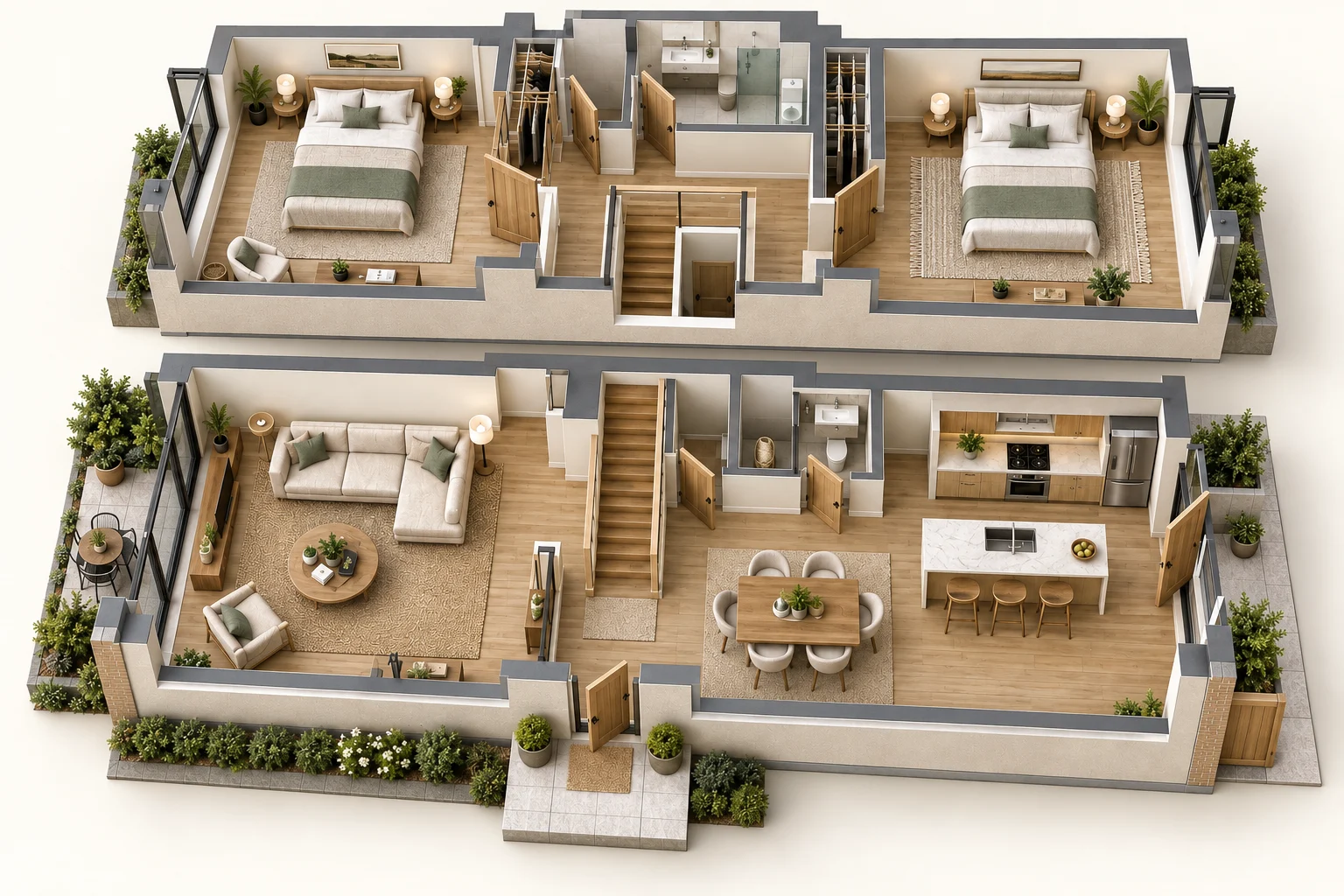 Duplex 3D Plan — Top view