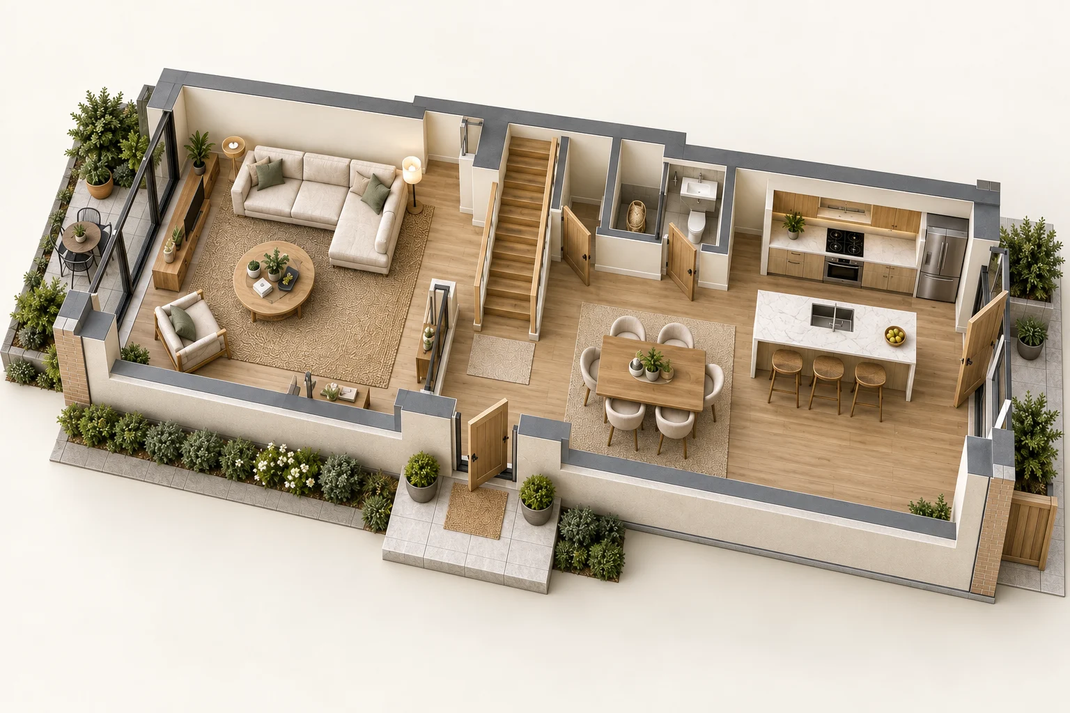 Duplex 3D Plan — Main zone