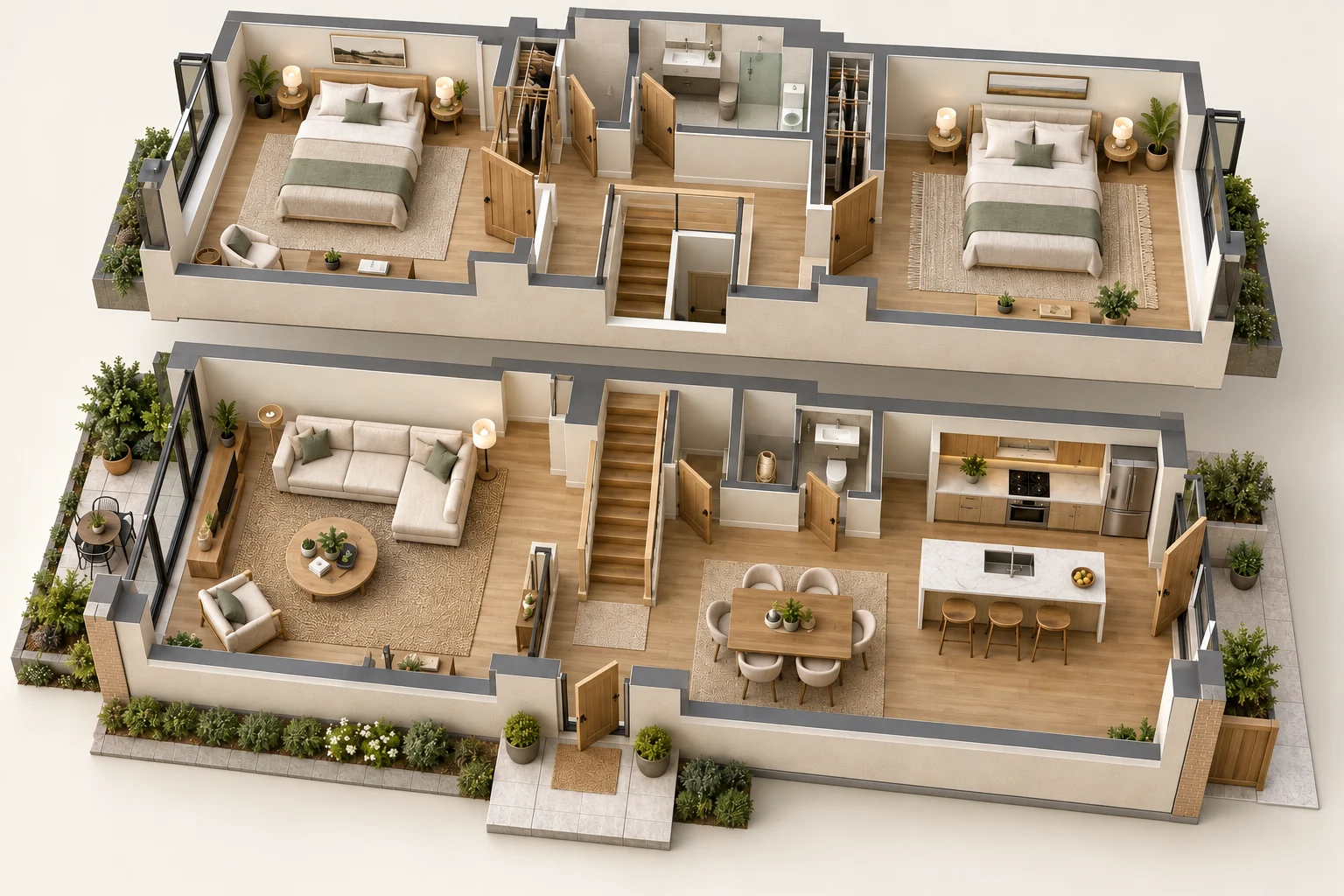 Duplex 3D Plan — Secondary zone