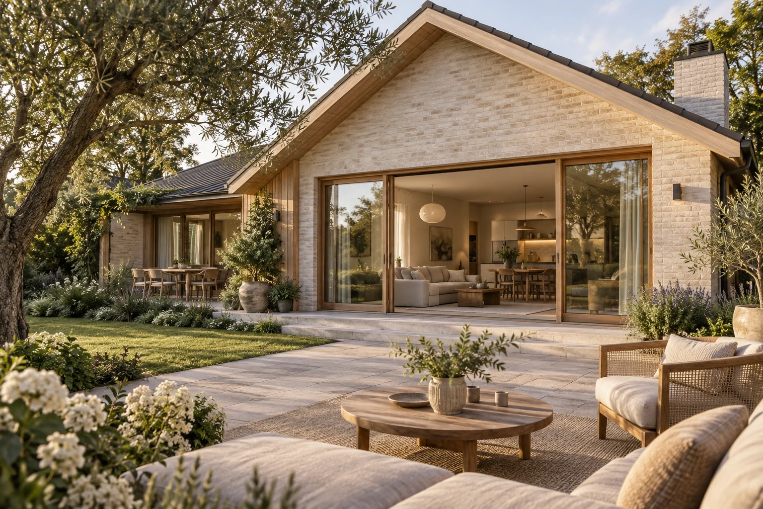Architectural visualization in warm natural tones