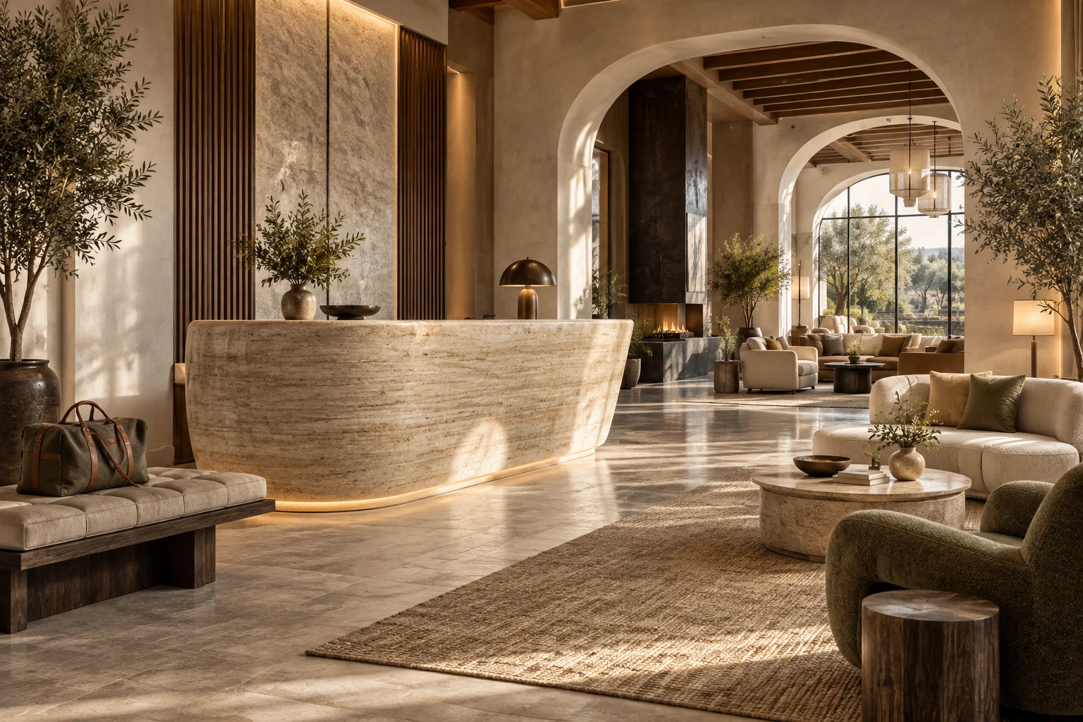 Architectural visualization in warm natural tones
