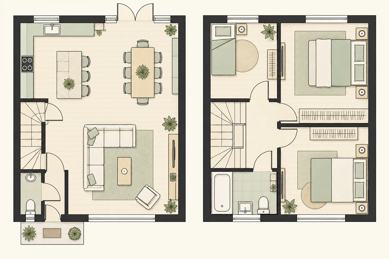 Two-storey House Plan — Spatial zoning