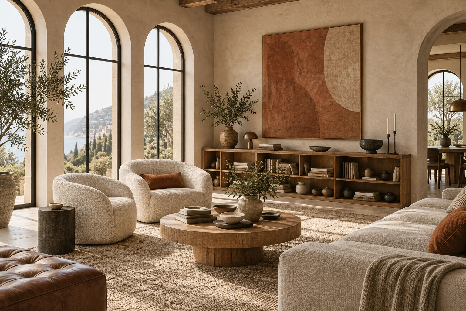 Architectural visualization in warm natural tones
