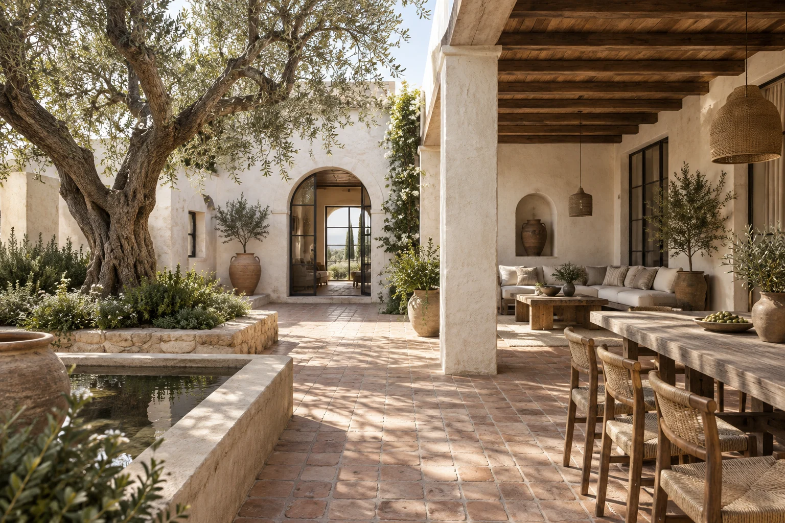 Architectural visualization in warm natural tones