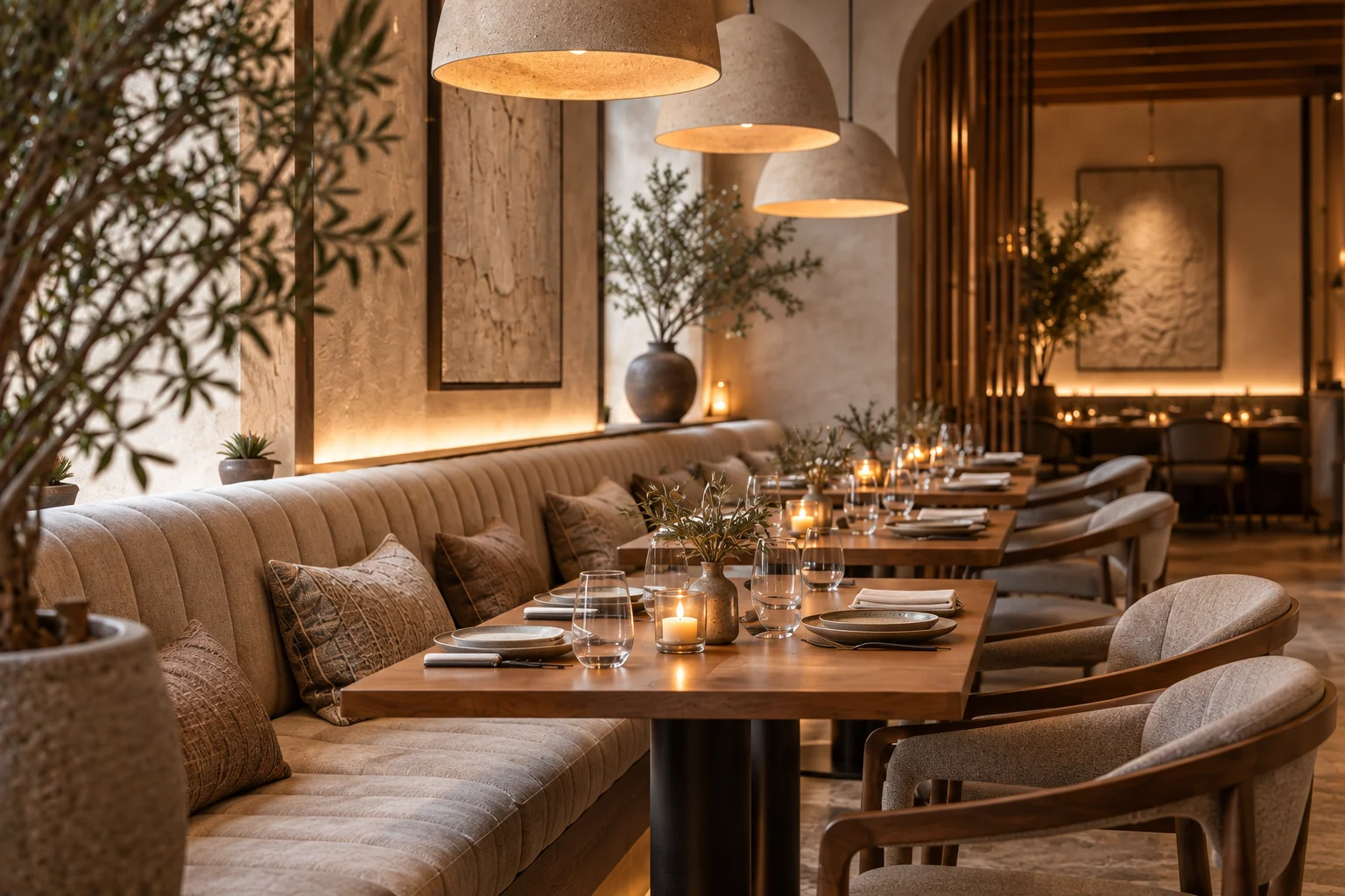 Restaurant im Viertel — Materialien und Atmosphäre