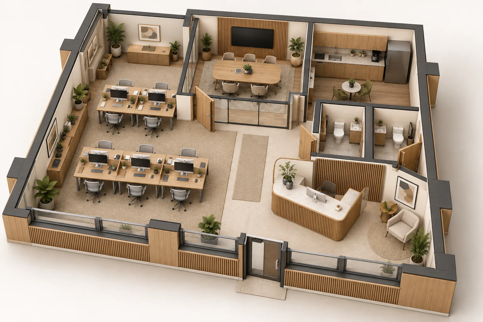 Office 3D Plan — Axonometric view