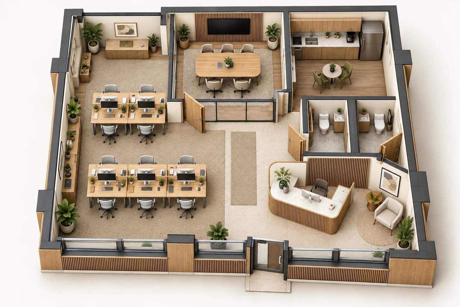 Office 3D Plan — Top view