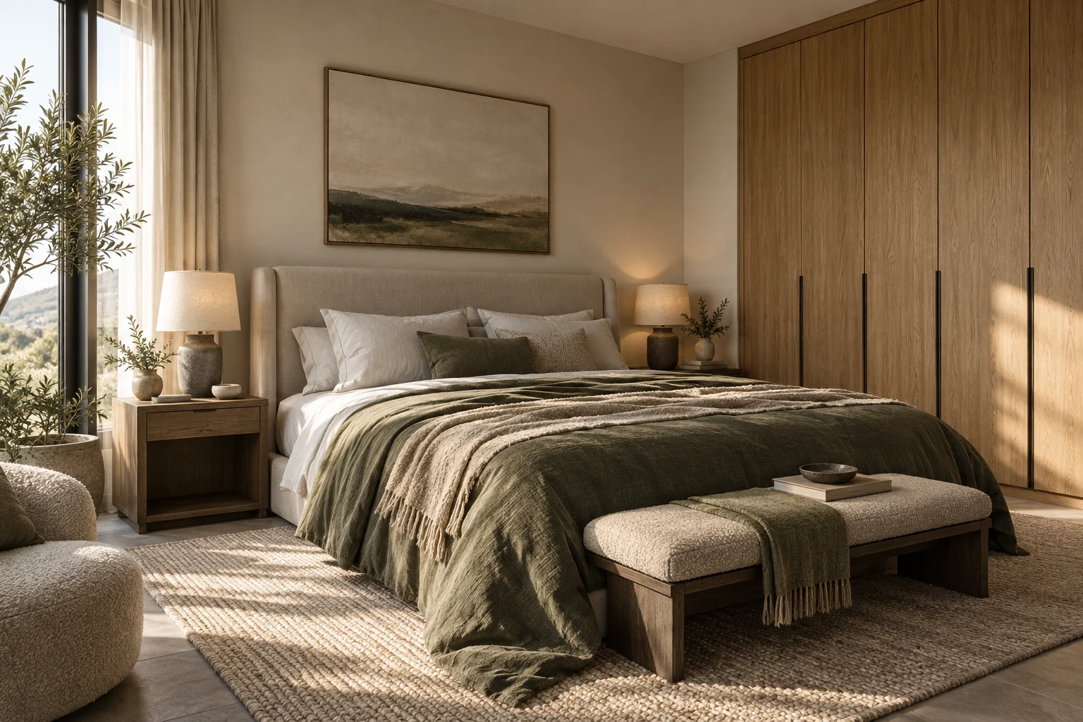 Architectural visualization in warm natural tones