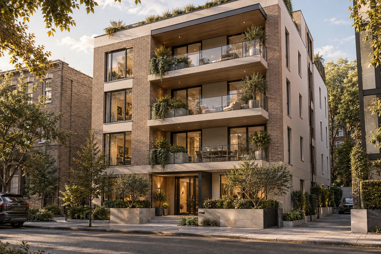 Architectural visualization in warm natural tones