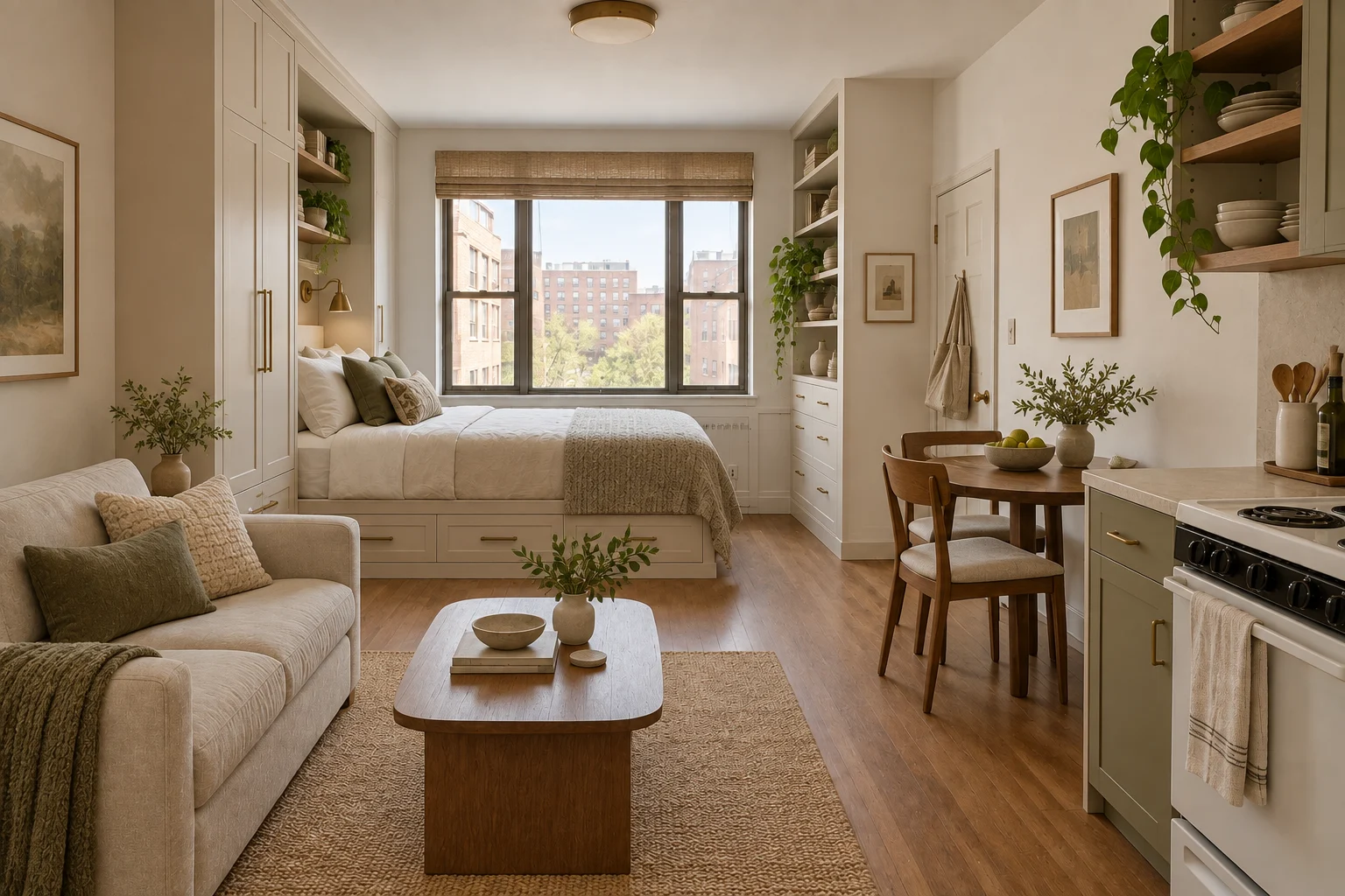 Architectural visualization in warm natural tones
