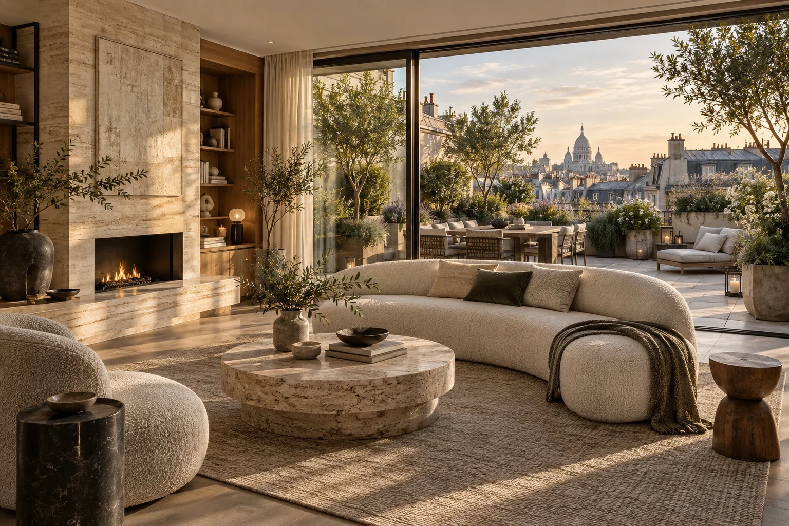 Architectural visualization in warm natural tones