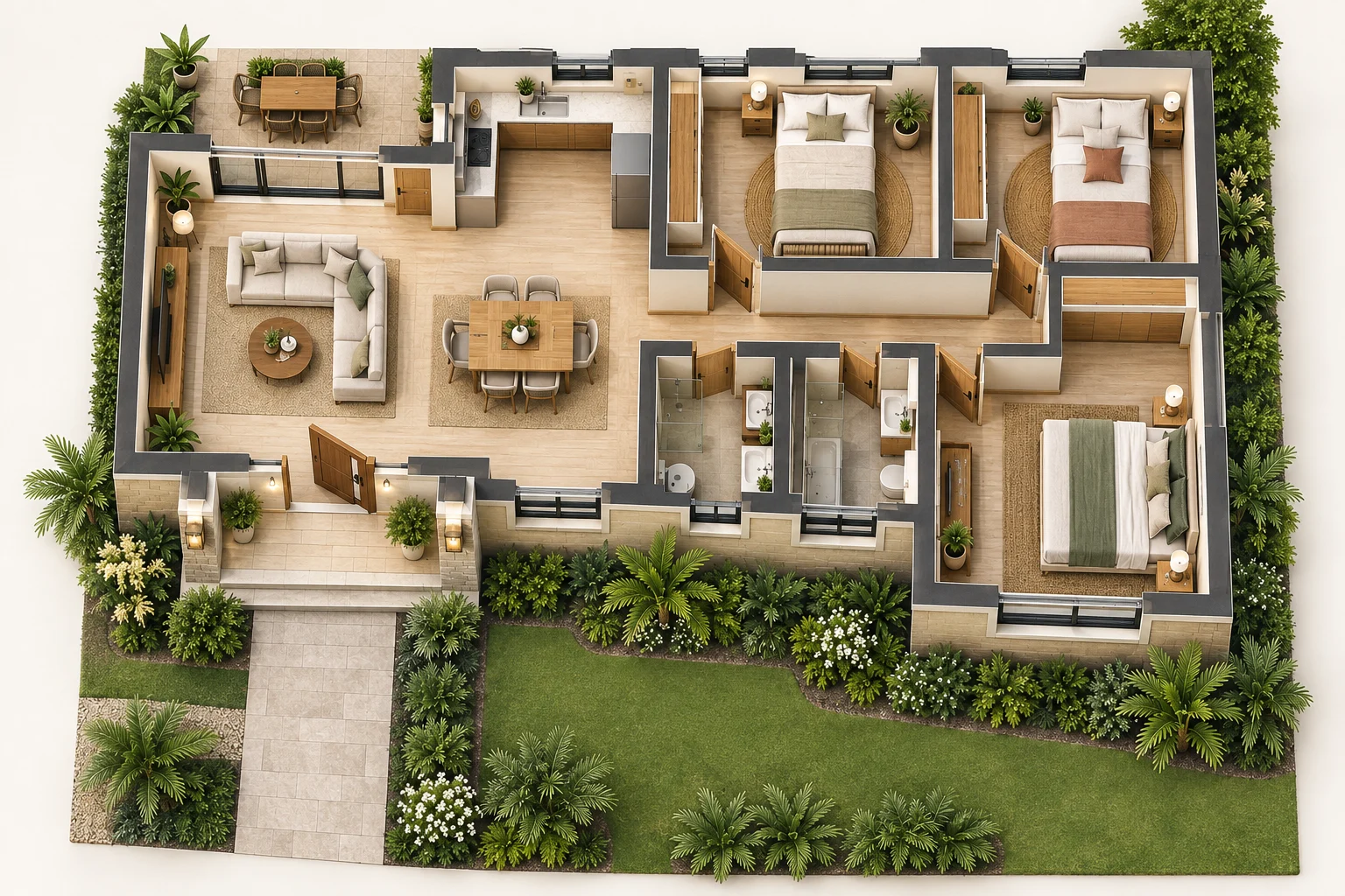 Villa 3D Plan — Top view